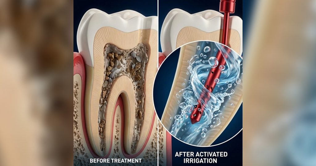 before and after of activated irrigation treatment