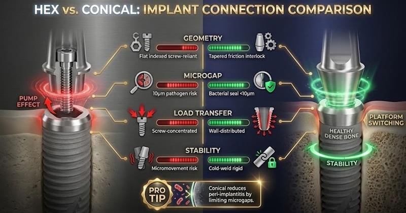 internal hex vs conical connection difference