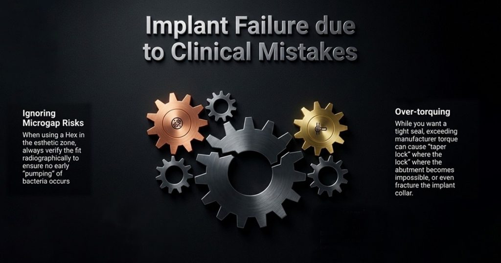 implant failure due to clinical mistakes